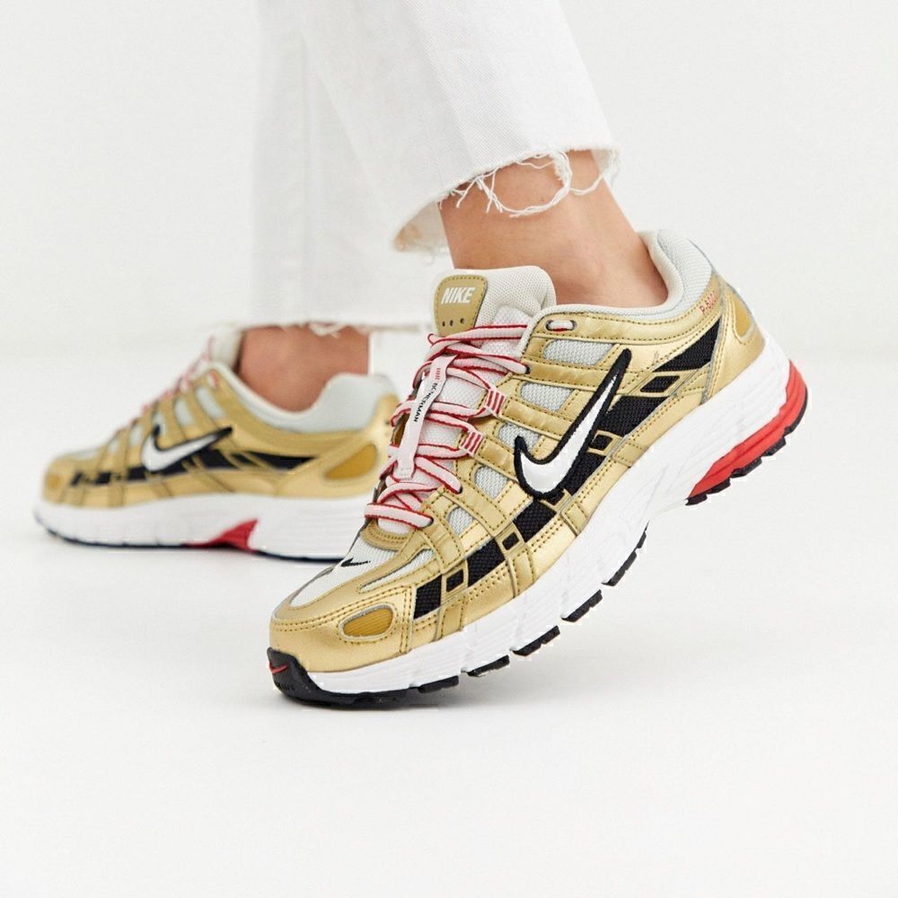 Nike P-6000 Bill Bowerman Series Gold Red Women’s Shoes Size 6.5